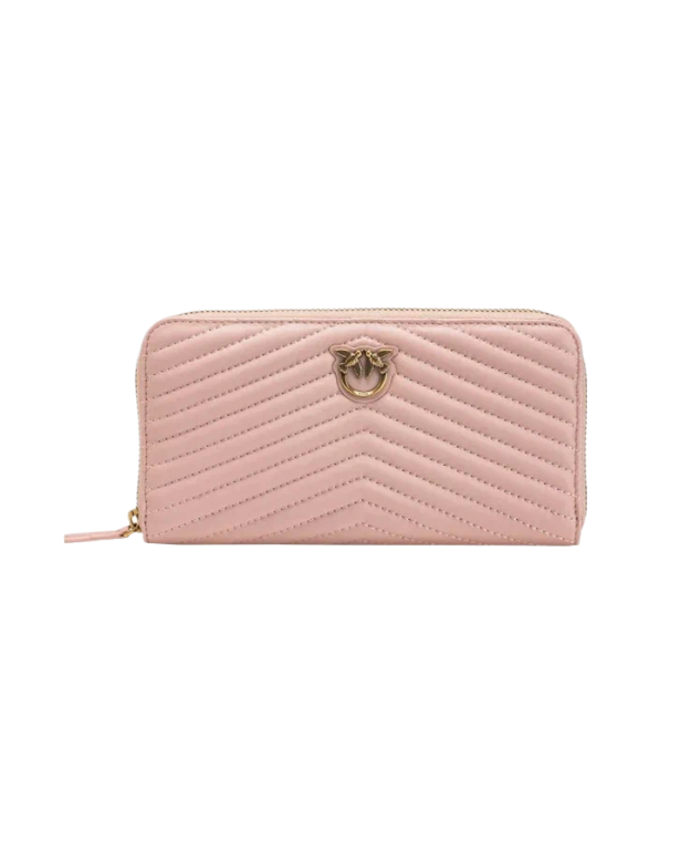 LOVE BIRDS QUILTED WALLET - dusty pink