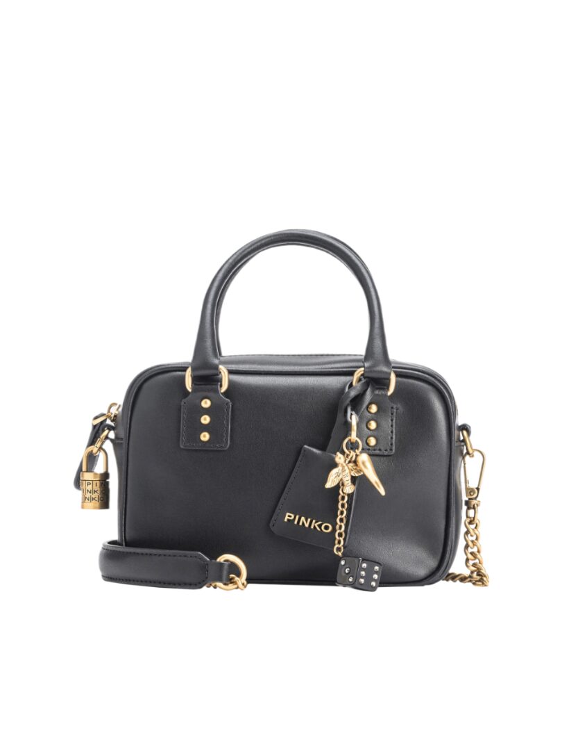 MINI BOWLING BAG IN LEATHER - black