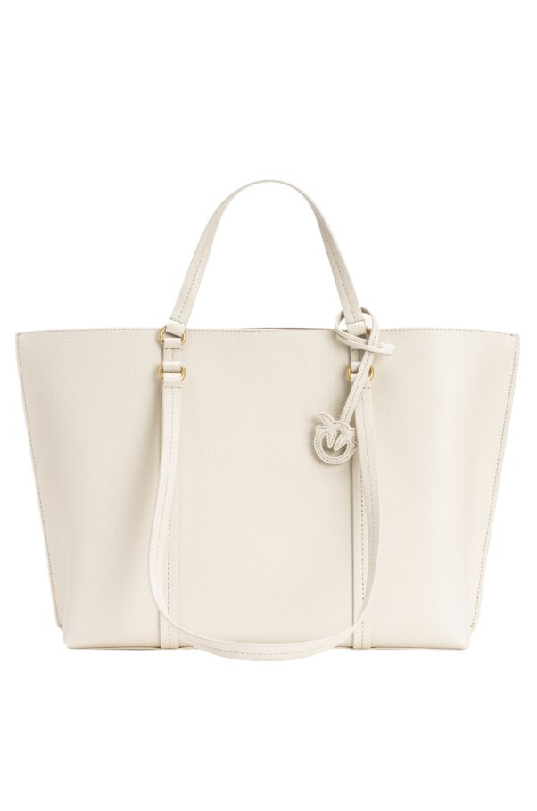 LARGE TUMBLED LEATHER SHOPPER BAG - white