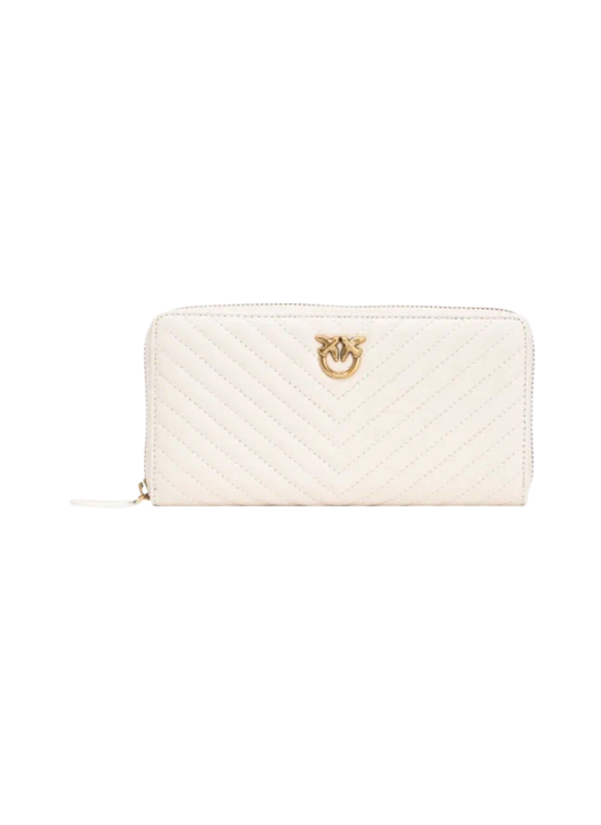 LOVE BIRDS QUILTED WALLET - white