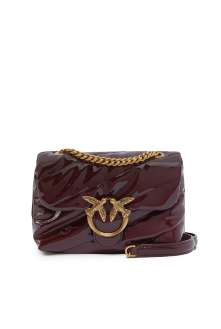 PATENT MINI LOVE BAG PUFF CROSSBODY BAG - bordeaux