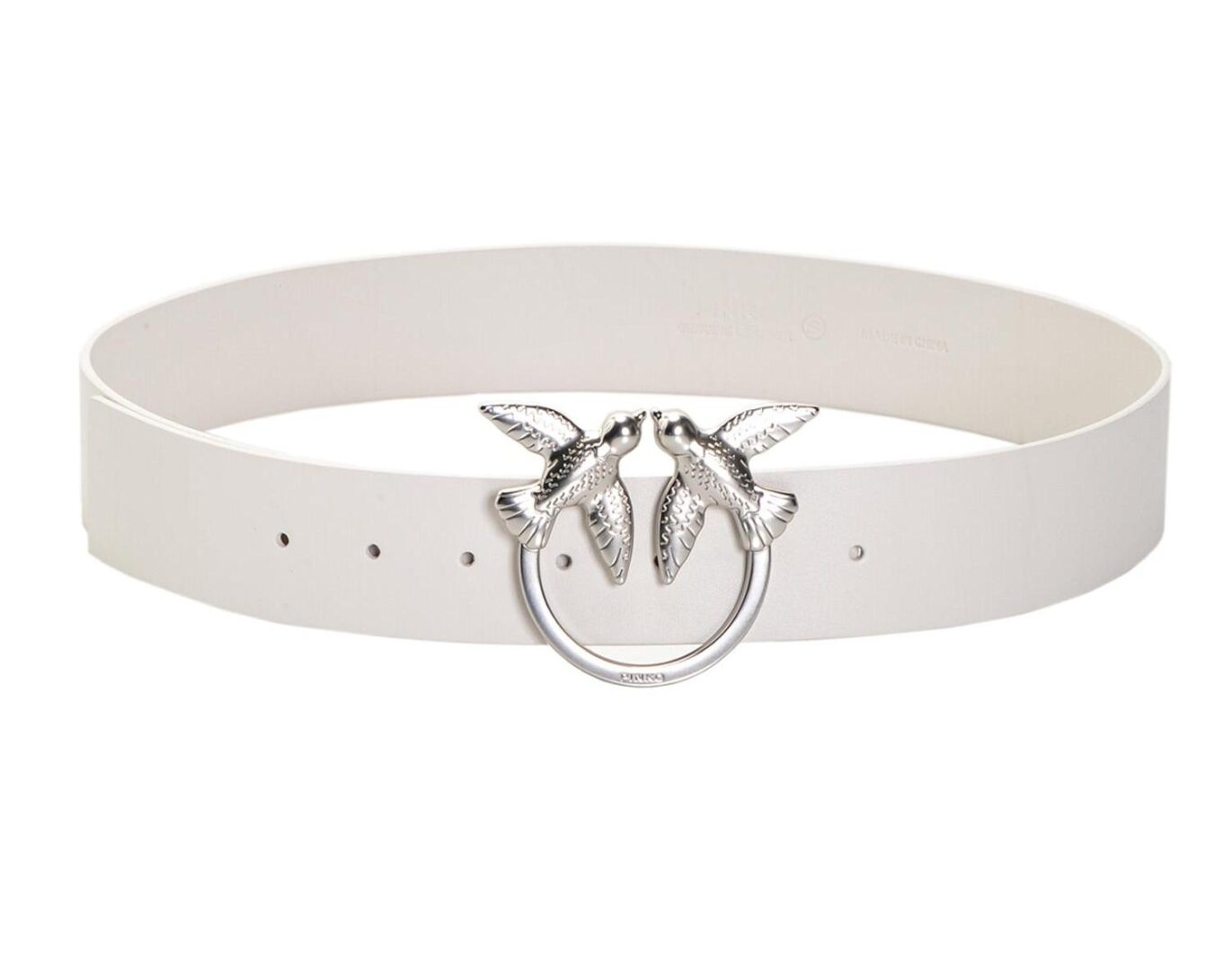 LOVE BIRDS SIMPLY LEATHER BELT - white–silver - M (90см)